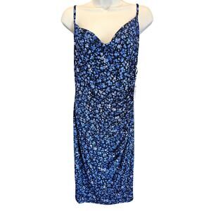 NWT Shelli Segal coquette Spaghetti Strap Cowl Neck Knee Length Dress floral 8